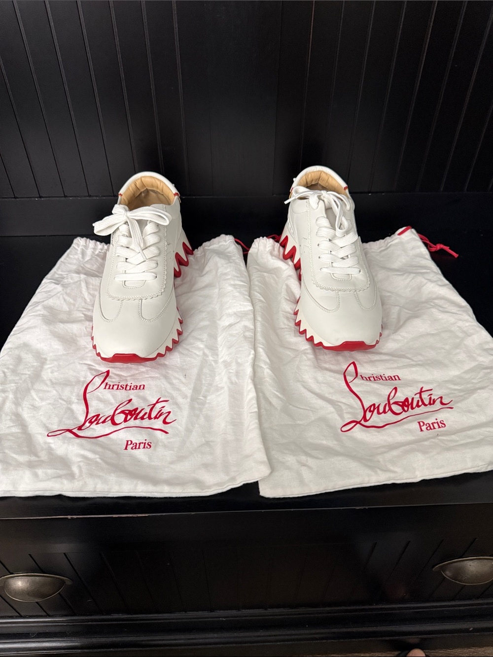 Christian Louboutin White Sneakers with Red Sole Accents
